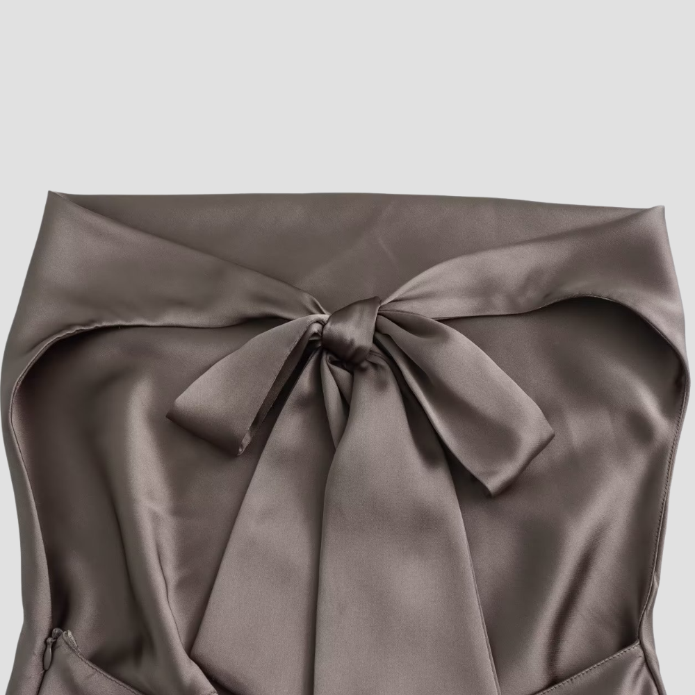 Isabella | Chic Draped Satin Tank with Halter Tie - Lumina