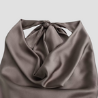 Isabella | Chic Draped Satin Tank with Halter Tie - Lumina