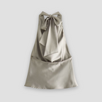 Isabella | Chic Draped Satin Tank with Halter Tie - Lumina
