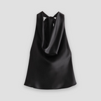 Isabella | Chic Draped Satin Tank with Halter Tie - Lumina
