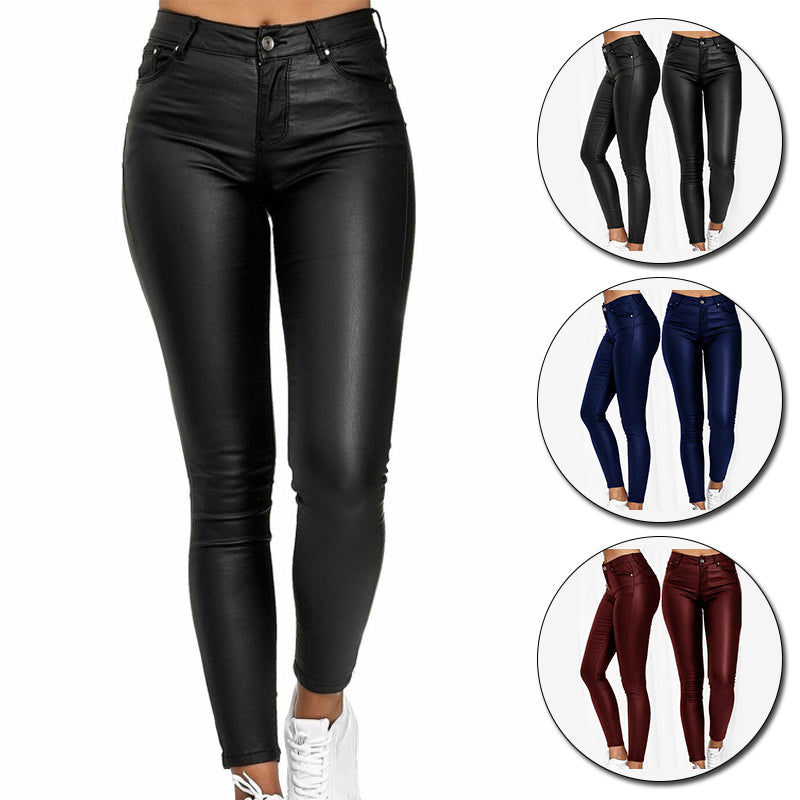 Isabella | Chic Stretch Leather Trousers for Effortless Style - Lumina