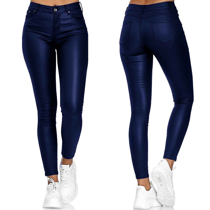 Isabella | Chic Stretch Leather Trousers for Effortless Style - Lumina