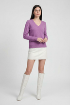 Isabella | Cozy Dark Purple Sweater with Flattering Fit - Lumina