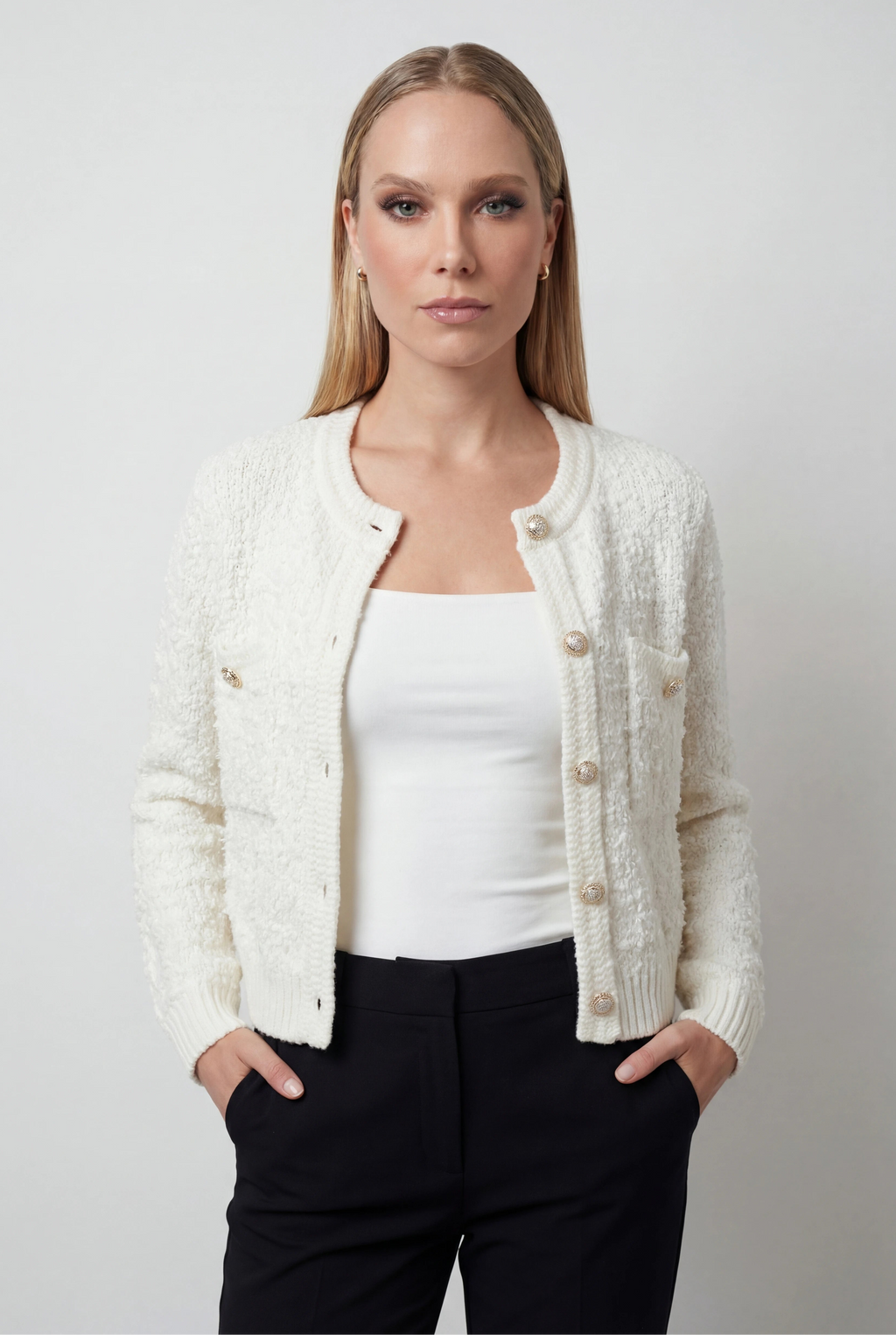 Isabella | Cozy Open-Front Cardigan with Ribbed Details - Lumina