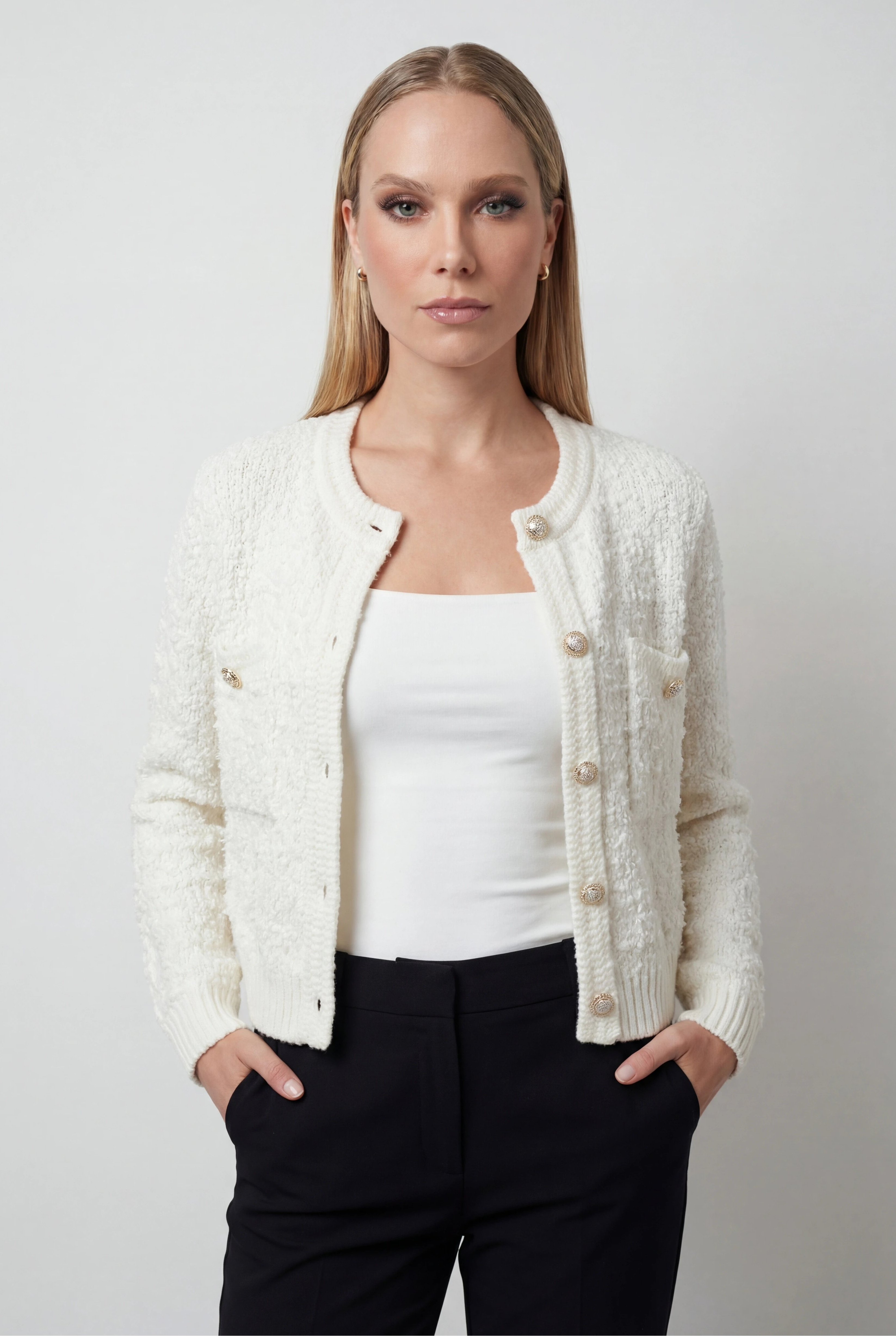 Isabella | Cozy Open-Front Cardigan with Ribbed Details - Lumina
