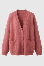 Isabella | Cozy Pink Knit Cardigan Sweater with Relaxed Fit - Lumina