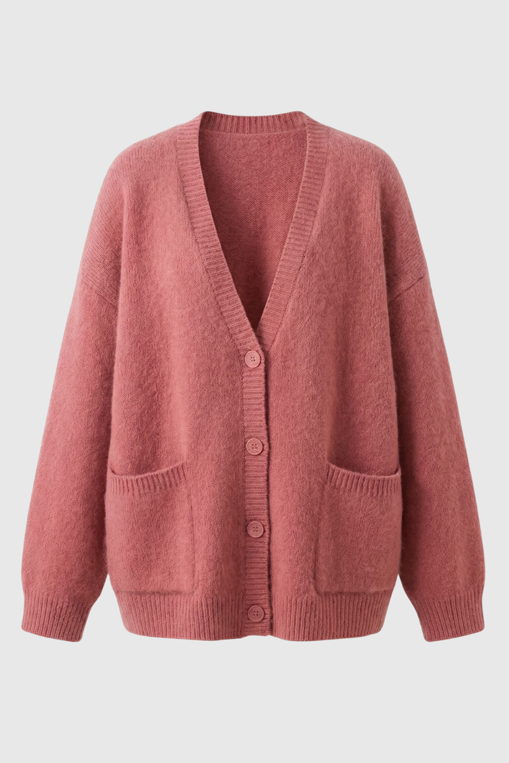 Isabella | Cozy Pink Knit Cardigan Sweater with Relaxed Fit - Lumina