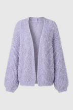 Isabella | Cozy Purple Knit Cardigan with Ribbed Details - Lumina