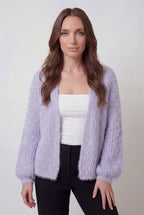 Isabella | Cozy Purple Knit Cardigan with Ribbed Details - Lumina