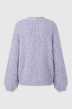 Isabella | Cozy Purple Knit Cardigan with Ribbed Details - Lumina