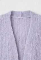 Isabella | Cozy Purple Knit Cardigan with Ribbed Details - Lumina