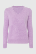 Isabella | Cozy Purple Knit Sweater with V-Neckline - Lumina