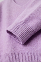 Isabella | Cozy Purple Knit Sweater with V-Neckline - Lumina
