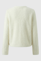 Isabella | Cozy White Cardigan Sweater with Ribbed Hem - Lumina