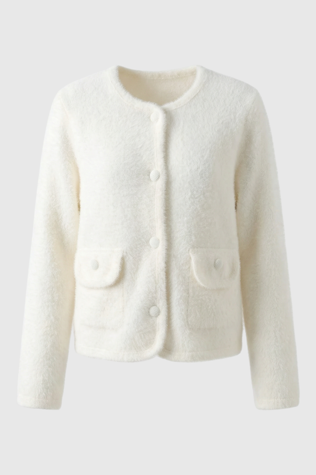 Isabella | Cozy White Open-Front Cardigan Sweater with Relaxed Fit - Lumina
