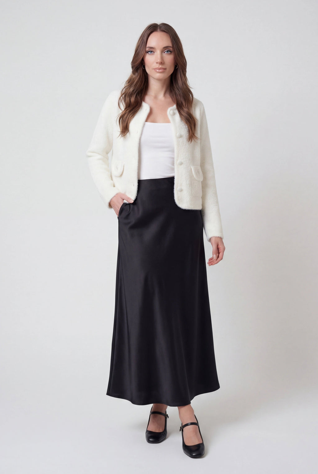 Isabella | Cozy White Open-Front Cardigan Sweater with Relaxed Fit - Lumina