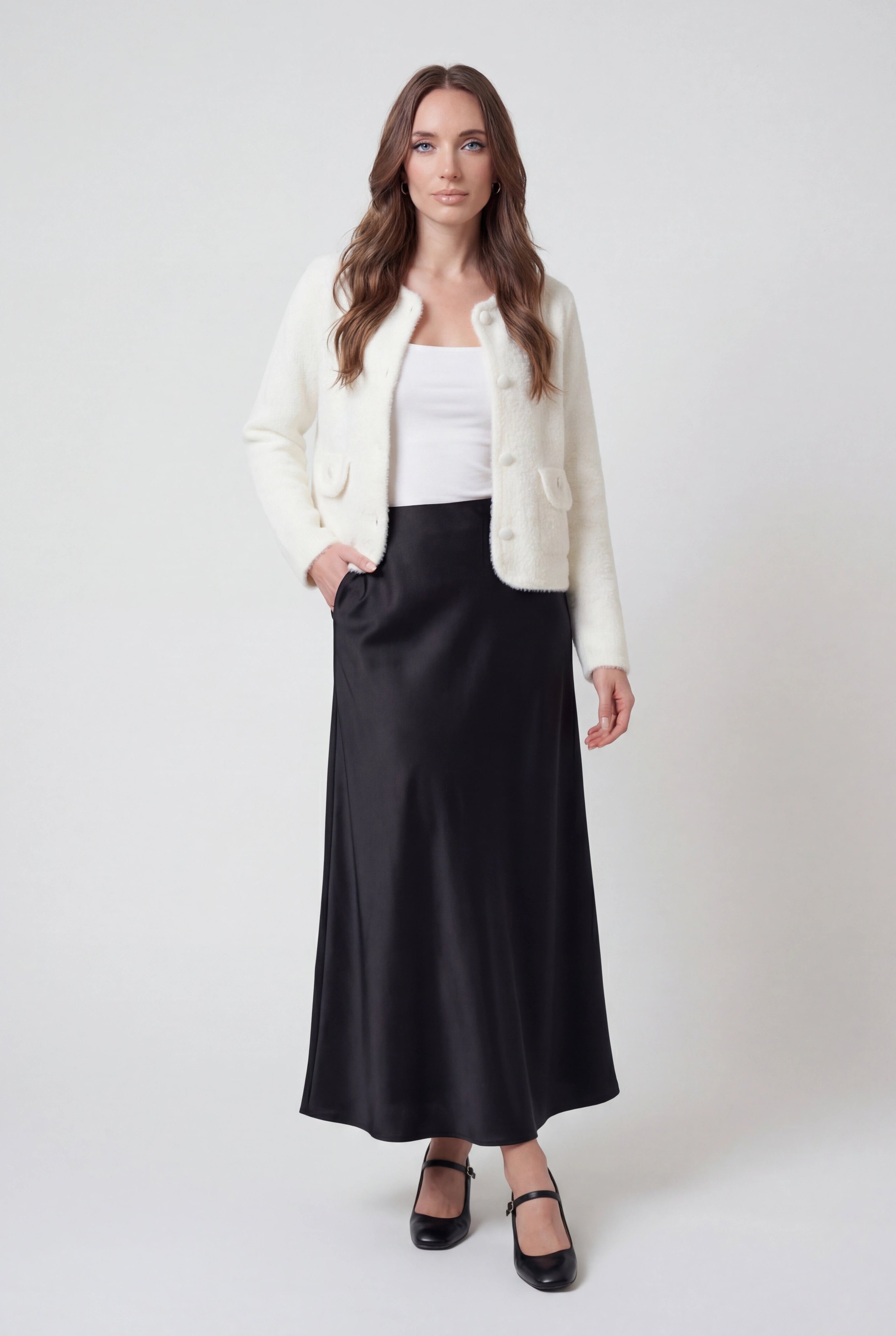 Isabella | Cozy White Open-Front Cardigan Sweater with Relaxed Fit - Lumina