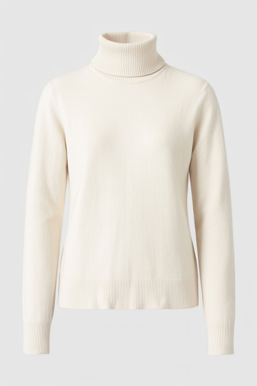 Isabella | Elegant Apricot Turtleneck Sweater with Slim Fit - Lumina
