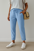 Isabella | Elegant Beige Trousers with Breathable Fabric - Lumina