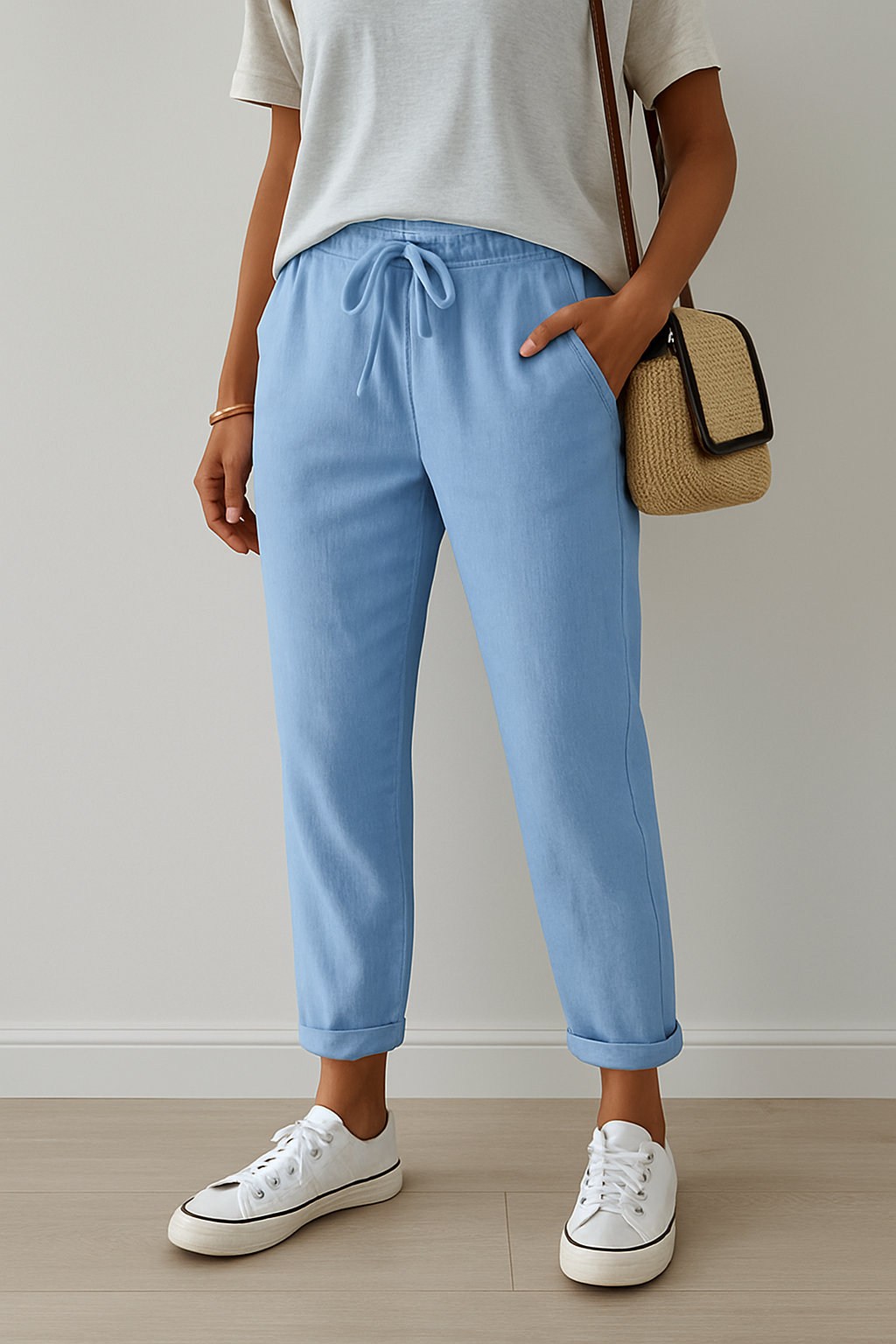 Isabella | Elegant Beige Trousers with Breathable Fabric - Lumina