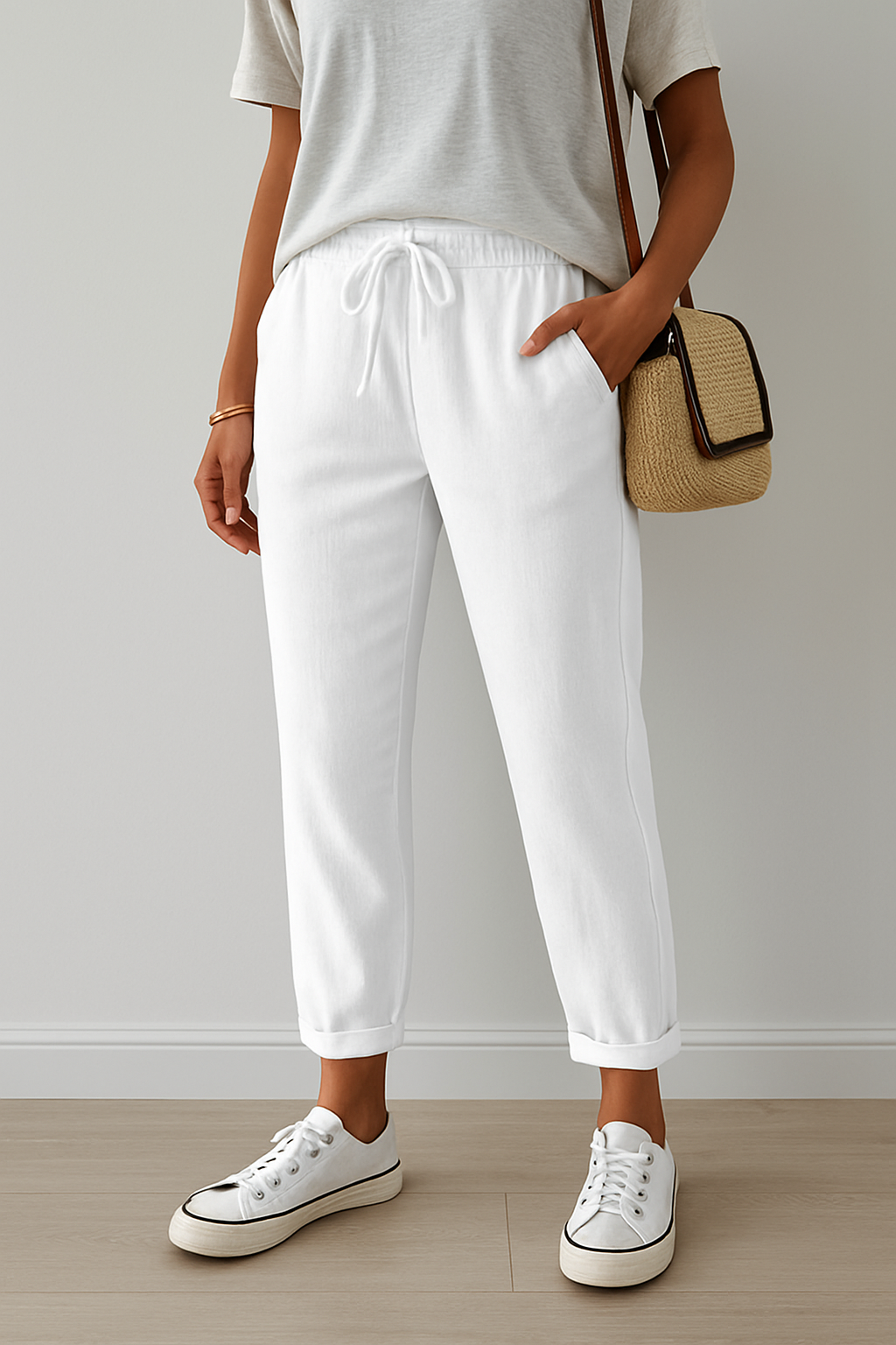 Isabella | Elegant Beige Trousers with Breathable Fabric - Lumina