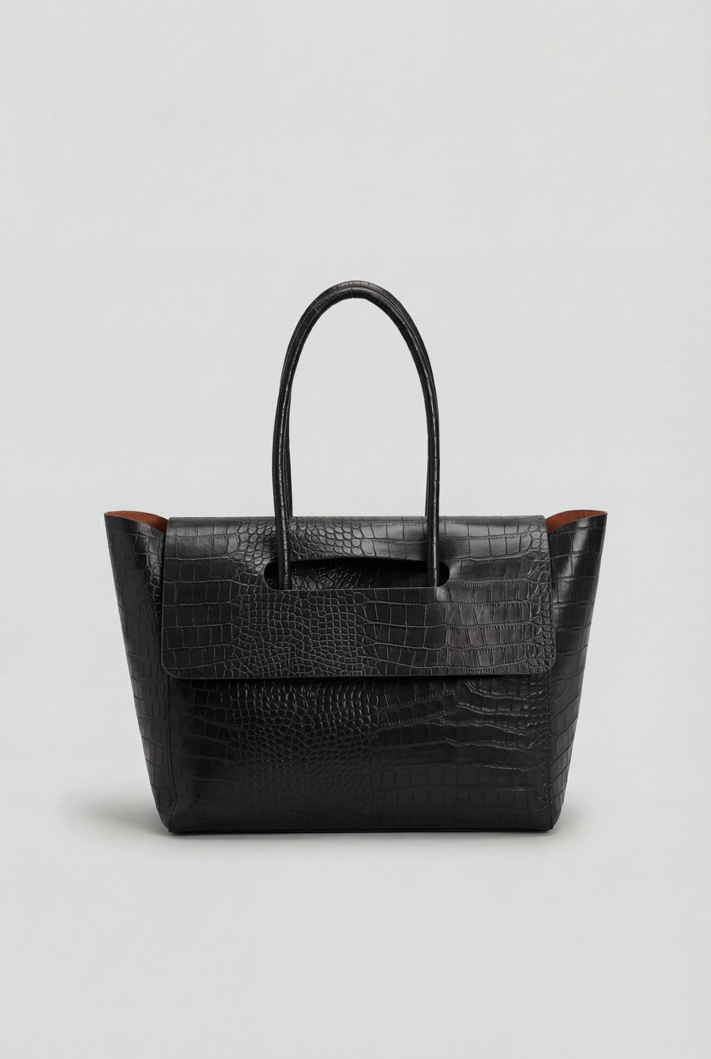 Isabella | Elegant Black Crocodile Handbag with Adjustable Strap - Lumina