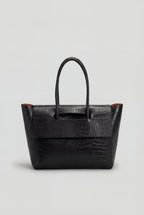 Isabella | Elegant Black Crocodile Handbag with Adjustable Strap - Lumina