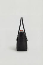 Isabella | Elegant Black Crocodile Handbag with Adjustable Strap - Lumina