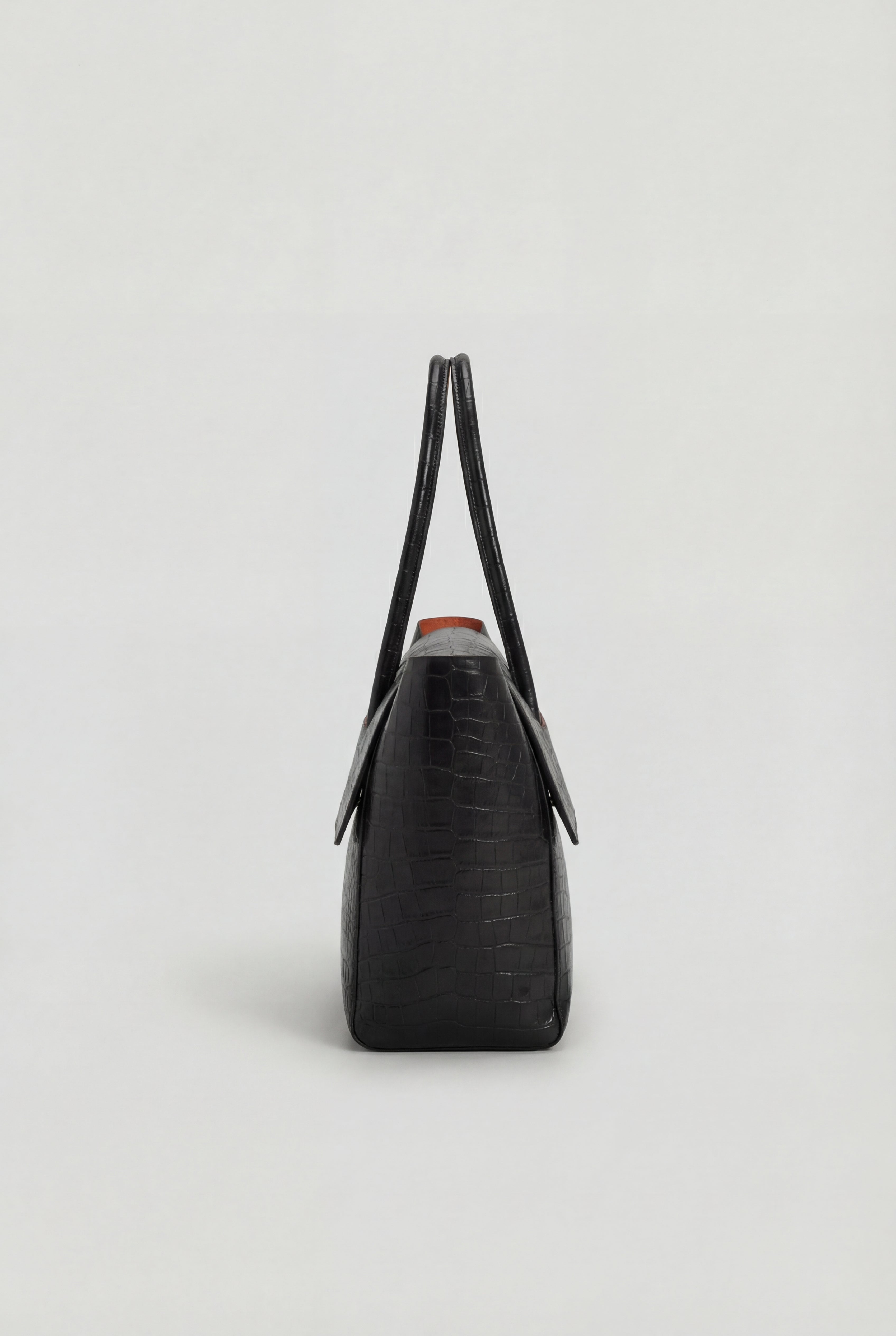 Isabella | Elegant Black Crocodile Handbag with Adjustable Strap - Lumina