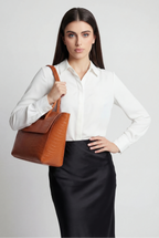 Isabella | Elegant Black Crocodile Handbag with Adjustable Strap - Lumina