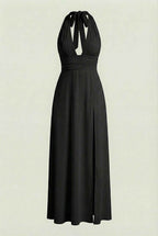 Isabella | Elegant Black Halter Neck Dress with Versatile Fit - Lumina