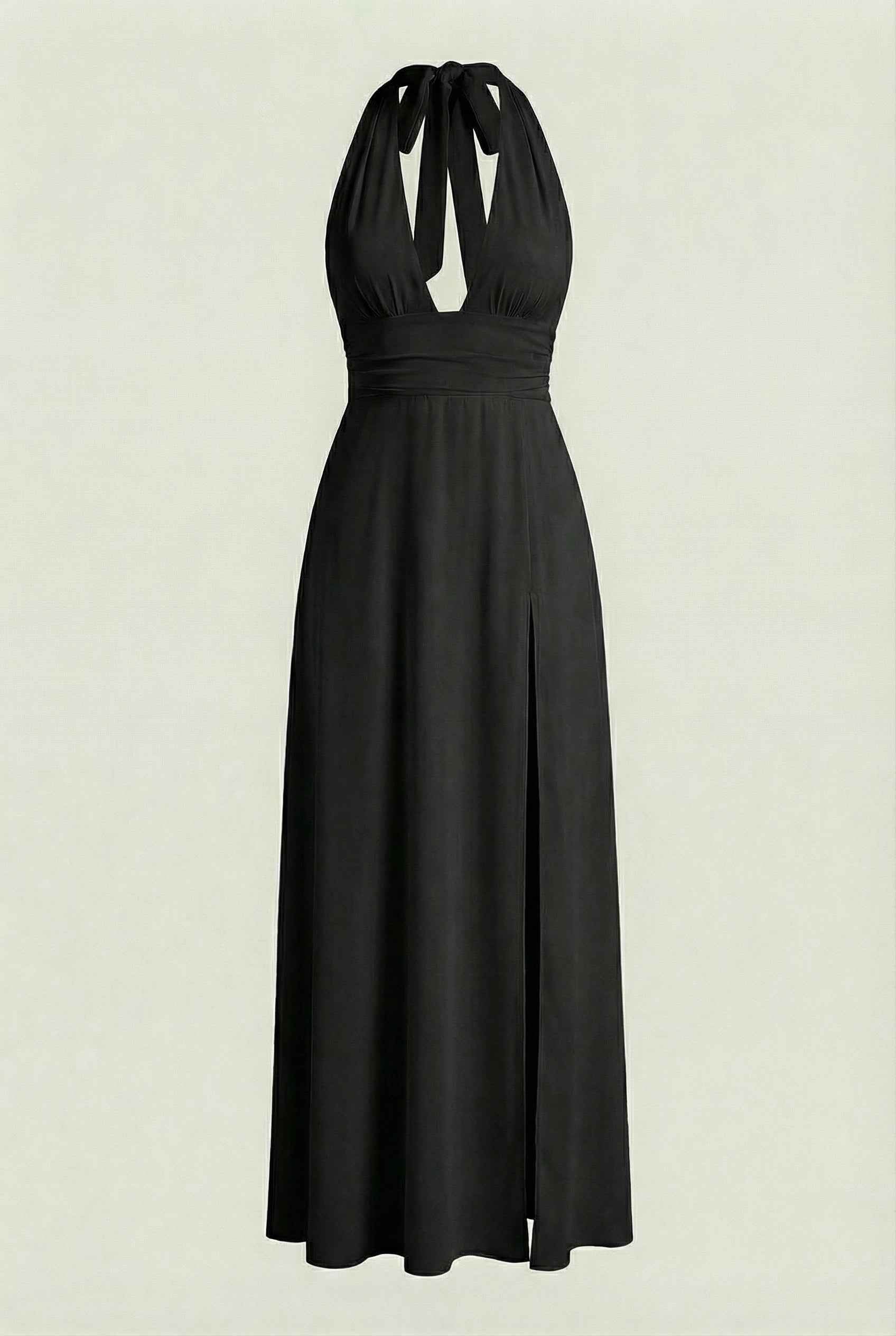 Isabella | Elegant Black Halter Neck Dress with Versatile Fit - Lumina