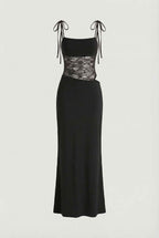 Isabella | Elegant Black Lace Dress with Flowy Design - Lumina