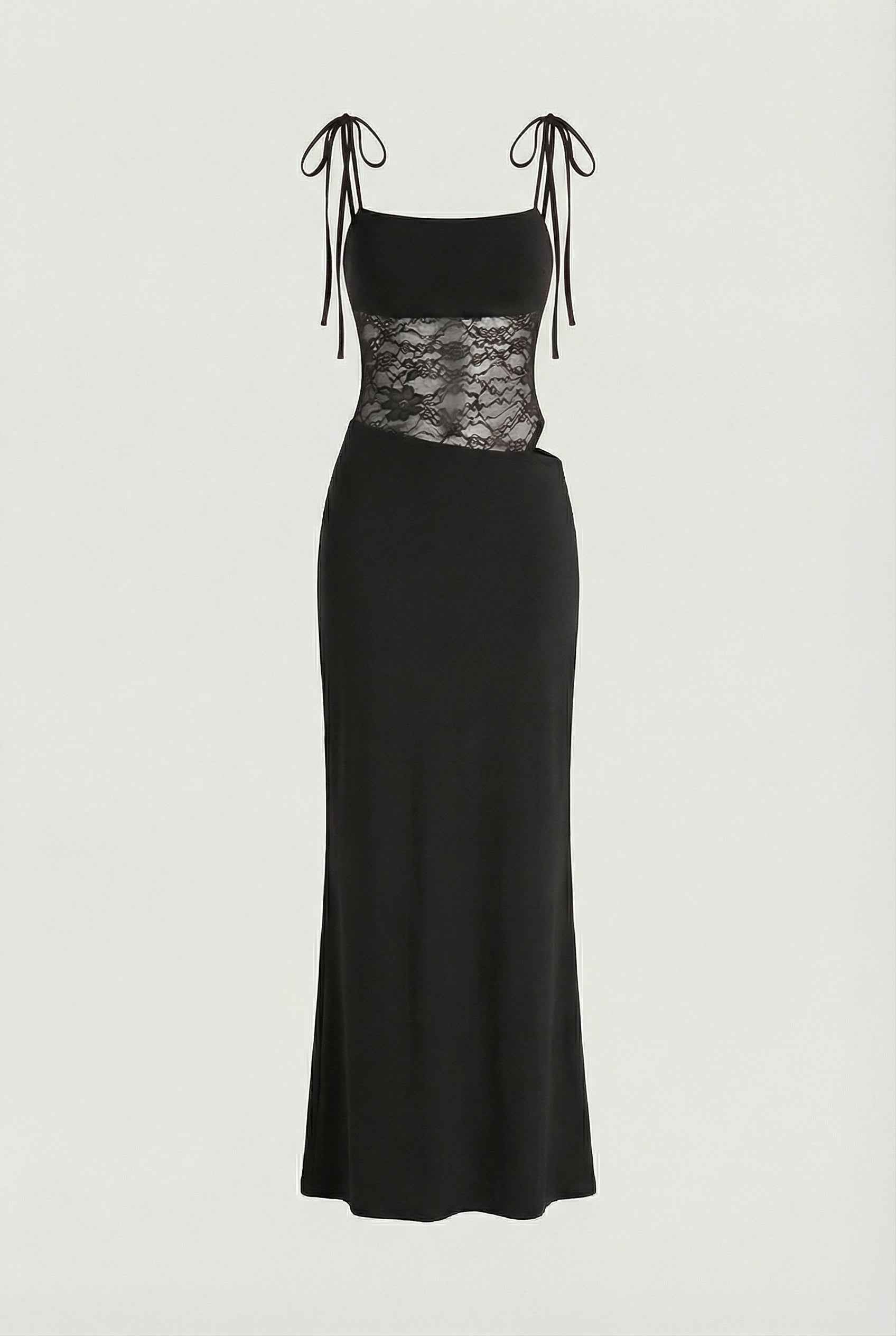 Isabella | Elegant Black Lace Dress with Flowy Design - Lumina