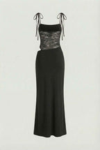 Isabella | Elegant Black Lace Dress with Flowy Design - Lumina