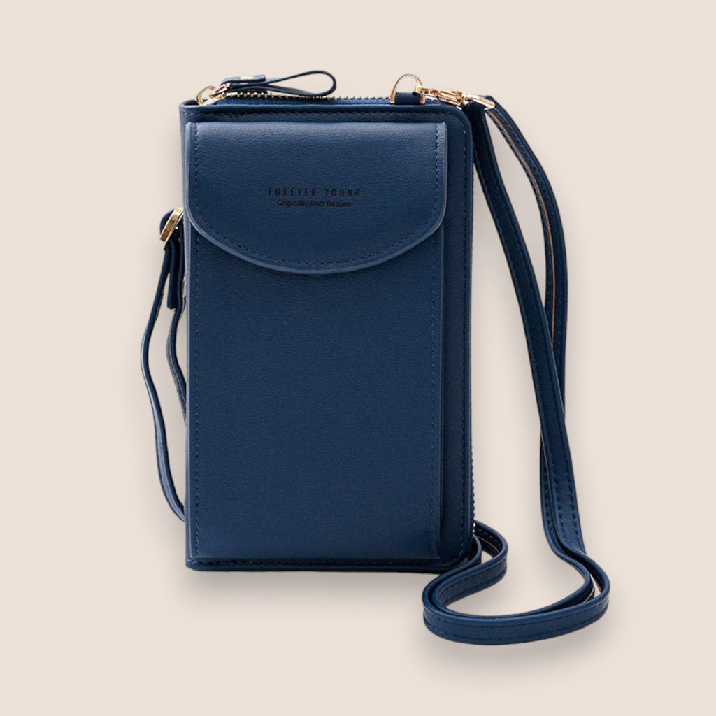 Isabella | Elegant Black Leather Clutch Bag with Versatile Strap - Lumina