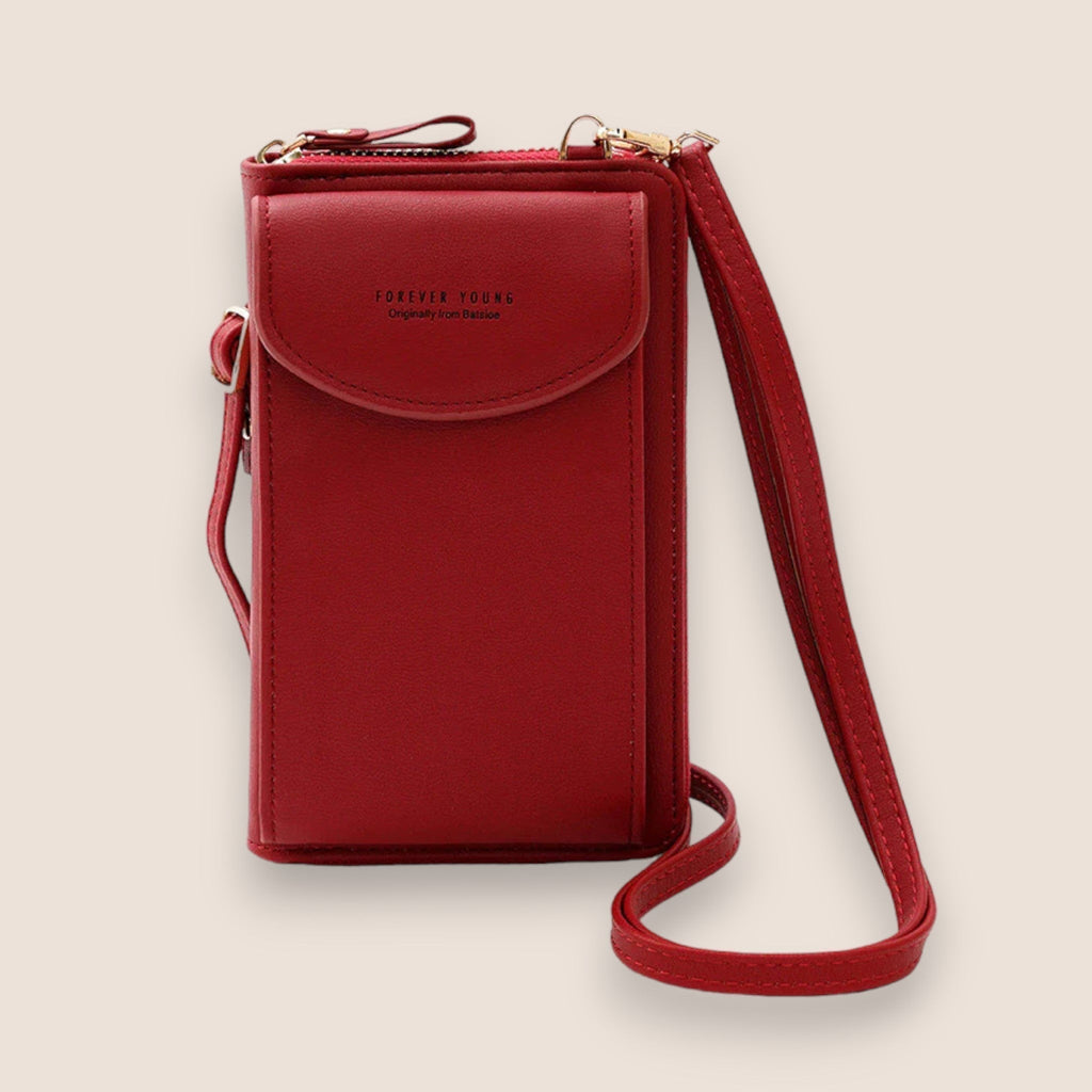 Isabella | Elegant Black Leather Clutch Bag with Versatile Strap - Lumina