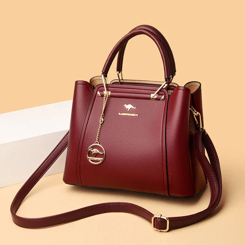 Isabella | Elegant Black Leather Handbag with Gold Accents - Lumina