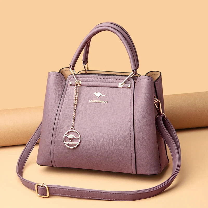 Isabella | Elegant Black Leather Handbag with Gold Accents - Lumina