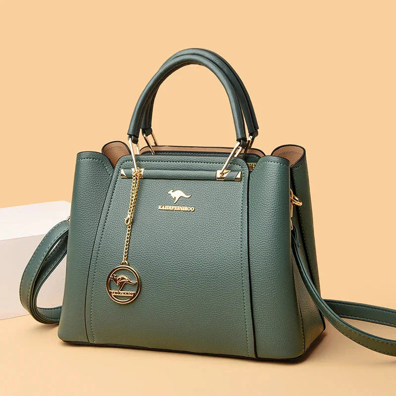 Isabella | Elegant Black Leather Handbag with Gold Accents - Lumina