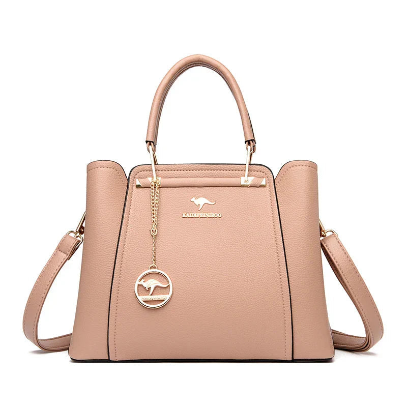 Isabella | Elegant Black Leather Handbag with Gold Accents - Lumina