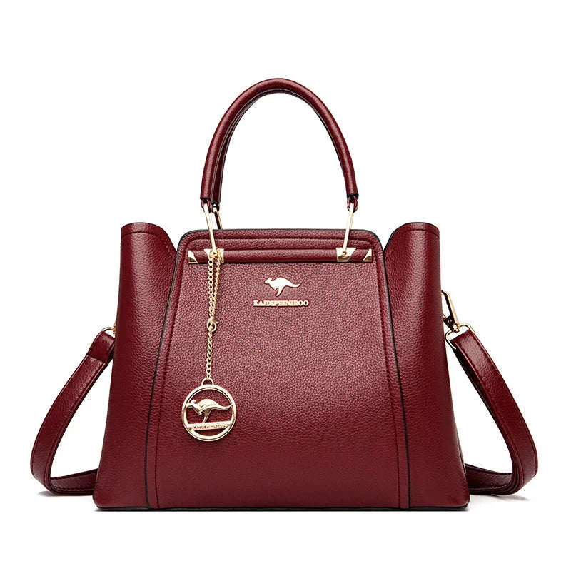 Isabella | Elegant Black Leather Handbag with Gold Accents - Lumina