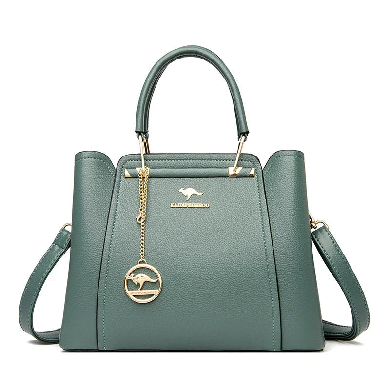 Isabella | Elegant Black Leather Handbag with Gold Accents - Lumina