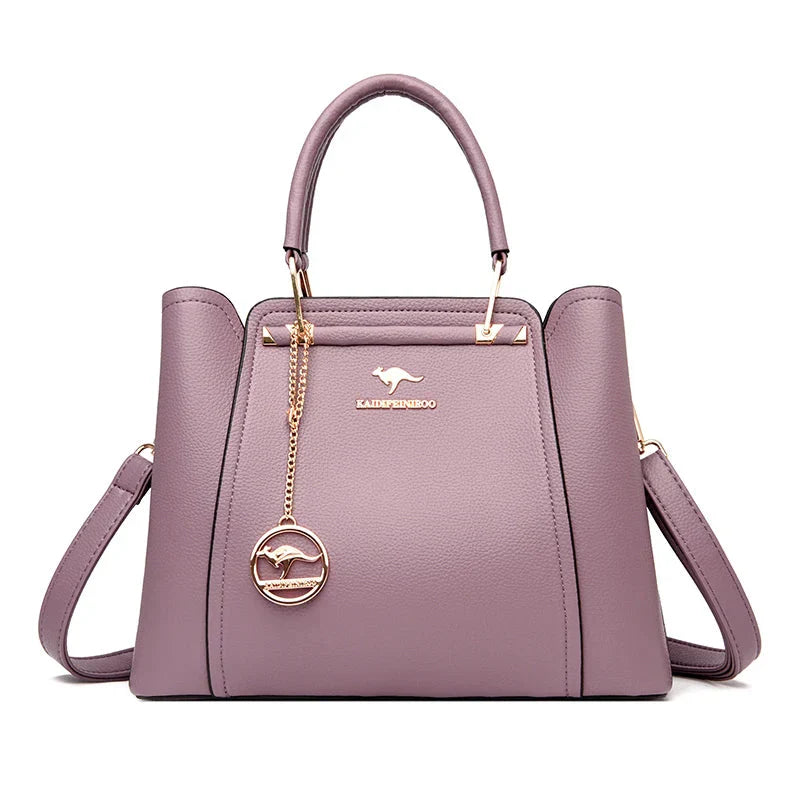 Isabella | Elegant Black Leather Handbag with Gold Accents - Lumina