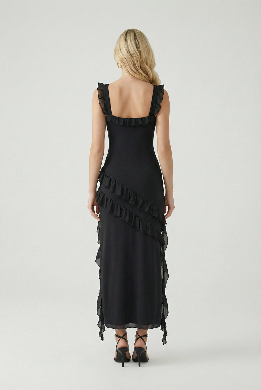 Isabella | Elegant Black Maxi Dress with High Slit - Lumina