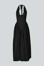 Isabella | Elegant Black Midi Dress with Flattering Fit - Lumina