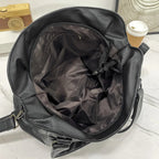 Isabella | Elegant Black Synthetic Leather Tote Bag - Lumina