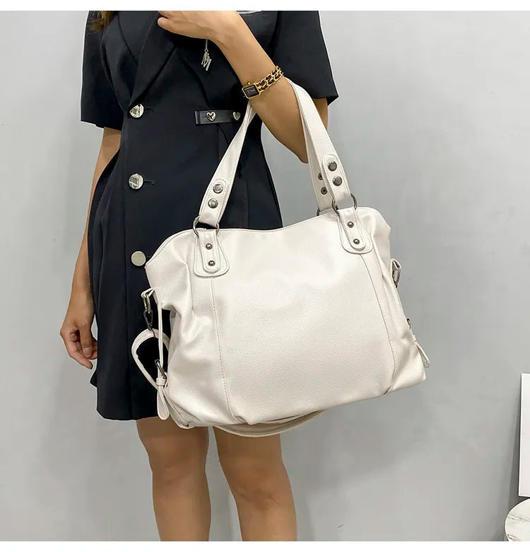 Isabella | Elegant Black Synthetic Leather Tote Bag - Lumina