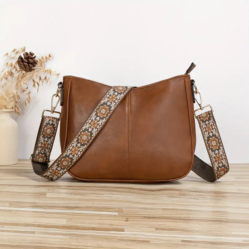 Isabella | Elegant Black Vegan Leather Shoulder Bag with Adjustable Strap - Lumina