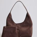 Isabella | Elegant Black Vegan Suede Tote Bag - Lumina